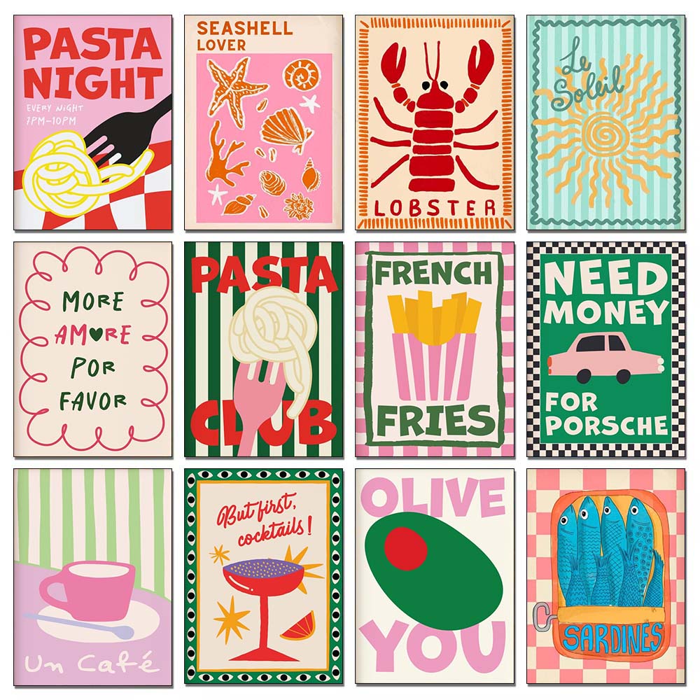 Photo Mosaic Print - Peinture diamant thème pâtes, frites, mosaïque